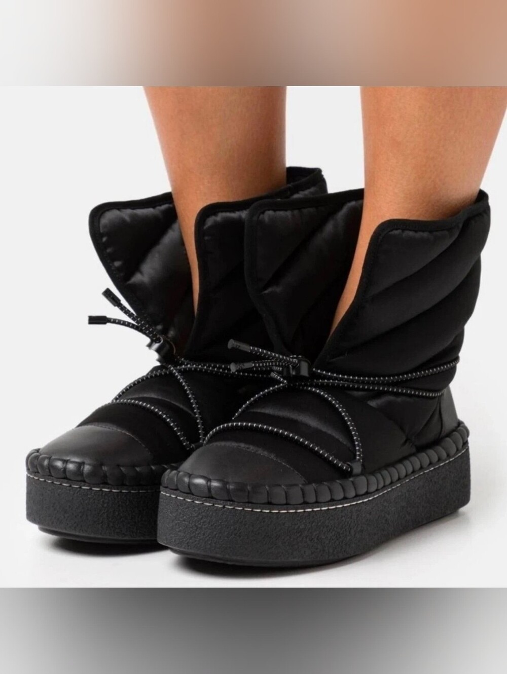 Tory Burch Black Puffer Platform Winter Boots - Women 7 NWB